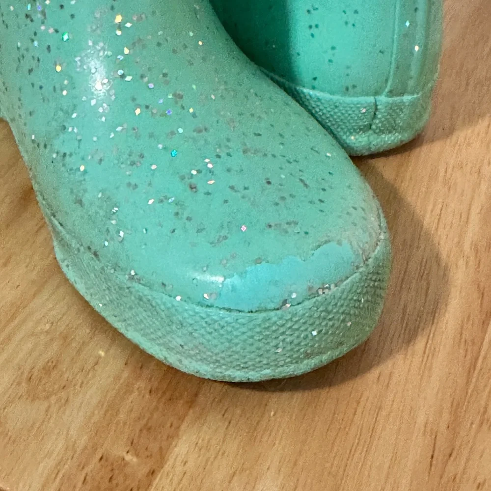 Hunter Kids Mint Green Glitter Rain Boots